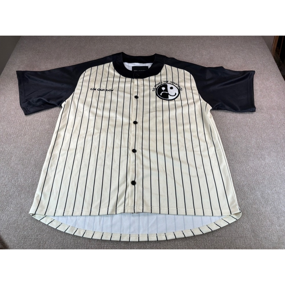 Fall Out Boy So Much For Tour Dust 2023 Baseball Jersey Pinstripe Black 2XL
